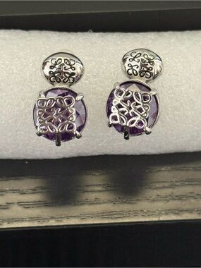 Sterling Silver Purple Amethyst Drop Earrings